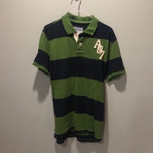 Men’s striped polo, green and navy